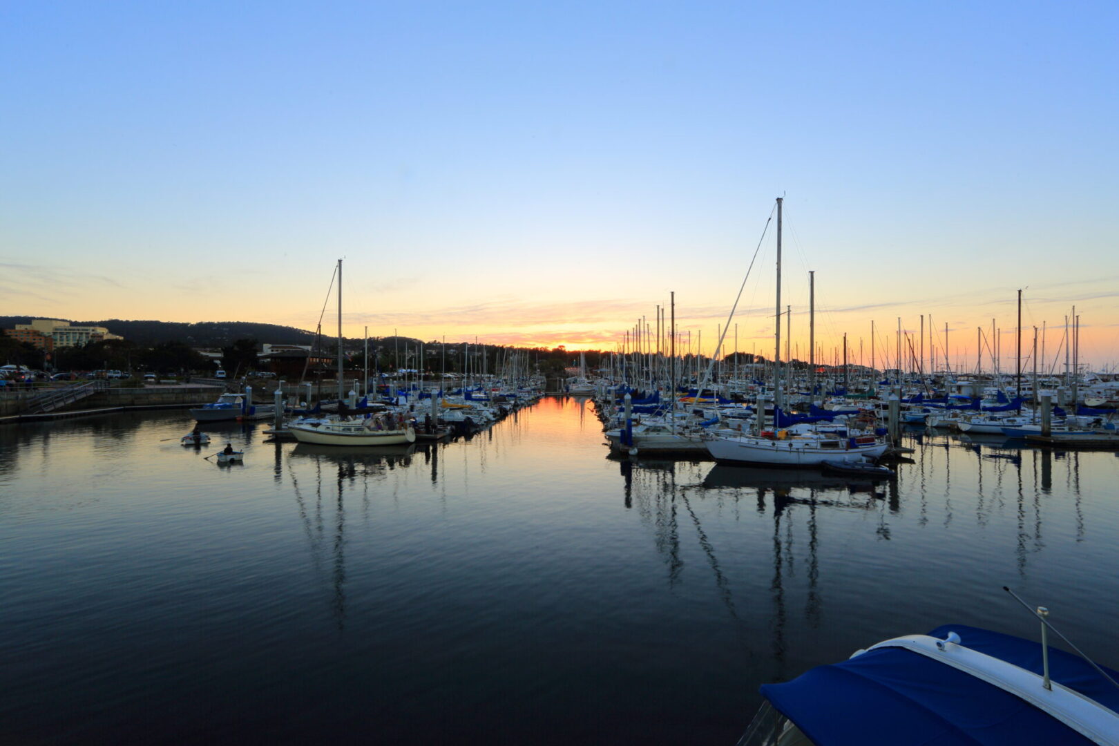 Calm harbor at dusk