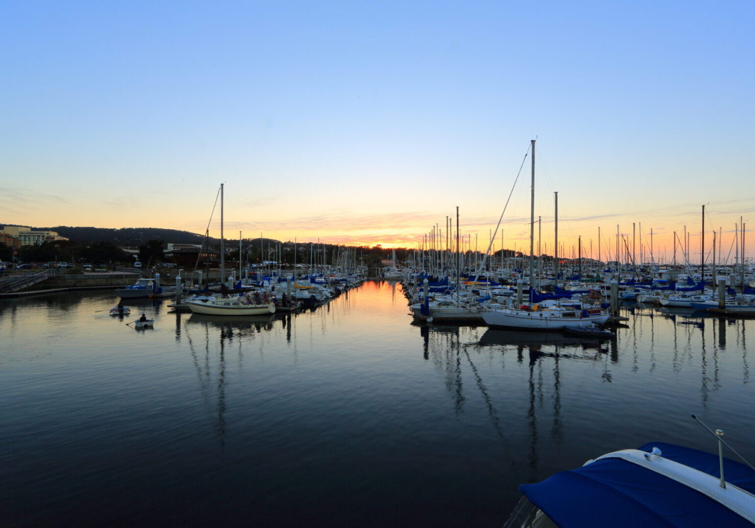 Calm harbor at dusk